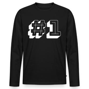 Nummer Eins Nummer 1 - Männer Premium Bio Langarmshirt - Schwarz - Vorne - Nico (187cm)