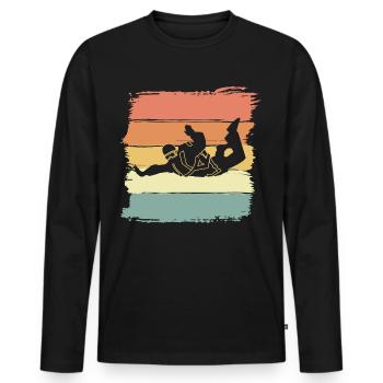 Fallschirmspringen vintage rétro Parachutisme - T-shirt manches longues Premium bio Homme - noir - Devant - Nico (187cm)
