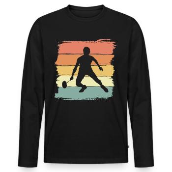 Badminton Retro Vintage Badminton Gift - Men's Premium Organic Long Sleeve Shirt - black - Front - Nico (187cm)