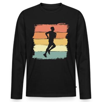 Running retro running vintage - Men's Premium Organic Long Sleeve Shirt - black - Front - Nico (187cm)