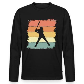 Baseball retro vintage Baseball Legende - Männer Premium Bio Langarmshirt - Schwarz - Vorne - Nico (187cm)