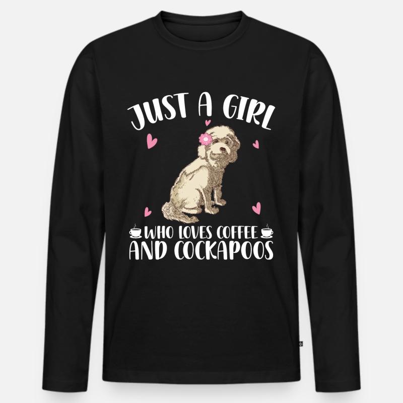 Cockapoo Mädchen - Männer Premium Bio Langarmshirt - Schwarz