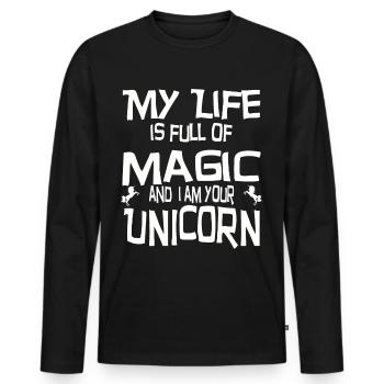 Magic Unicorn - Men's Premium Organic Long Sleeve Shirt - black - Front - Nico (187cm)