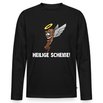 Heilige Scheiße - Männer Premium Bio Langarmshirt - Schwarz - Vorne - Nico (187cm)