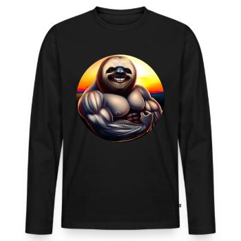Muscular sloth in sunset - Men's Premium Organic Long Sleeve Shirt - black - Front - Nico (187cm)