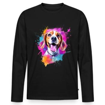 Beagle mit Sonnenbrille - Männer Premium Bio Langarmshirt - Schwarz - Vorne - Nico (187cm)