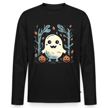 Niedliche Halloween-Kürbisse und -Geister - Männer Premium Bio Langarmshirt - Schwarz - Vorne - Nico (187cm)