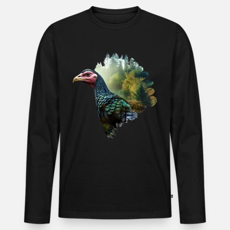 Truthahn - Männer Premium Bio Langarmshirt - Schwarz