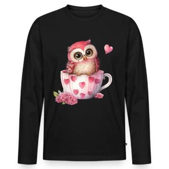 Owl Owls - Men's Premium Organic Long Sleeve Shirt - black - Front - Nico (187cm)