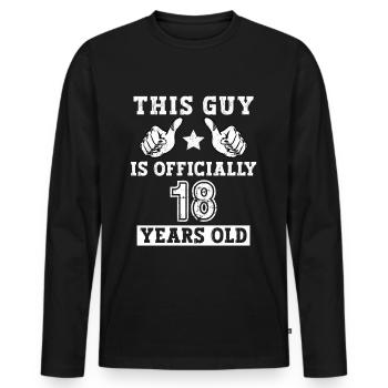 18th Birthday Official Milestone Tee - Men's Premium Organic Long Sleeve Shirt - black - Front - Nico (187cm)