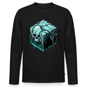 Ice-cube Skull // Skull FS0200 - Men's Premium Organic Long Sleeve Shirt - black - Front - Nico (187cm)