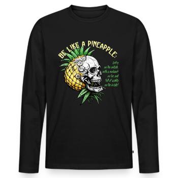 Pineapple Skull / Skull Pineapple / Fruit FS0208 - Men's Premium Organic Long Sleeve Shirt - black - Front - Nico (187cm)