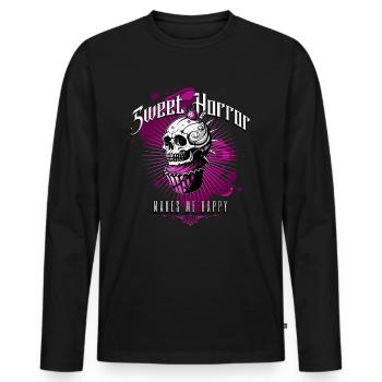 Sweet Horror Skull // Totenkopf Muffin FS0216 - Men's Premium Organic Long Sleeve Shirt - black - Front - Nico (187cm)