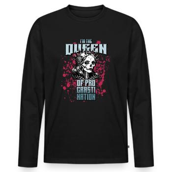 Queen Procrastination Skull // Skull FS0217 - Men's Premium Organic Long Sleeve Shirt - black - Front - Nico (187cm)