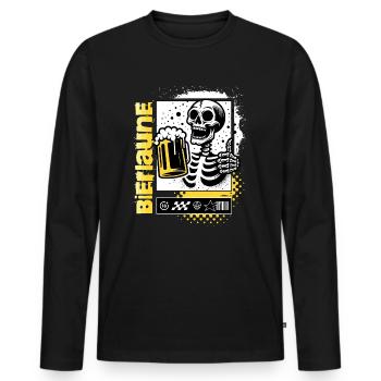 Bierlaune Skull / Totenkopf Biergarten Bier FS0225 - Männer Premium Bio Langarmshirt - Schwarz - Vorne - Nico (187cm)