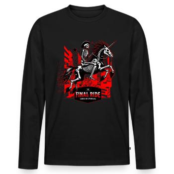 Final ride Skull / Skeleton Rider / Unicorn FS0230 - Men's Premium Organic Long Sleeve Shirt - black - Front - Nico (187cm)