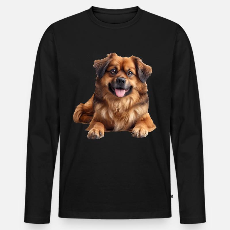 Tibetan Spaniel - Männer Premium Bio Langarmshirt - Schwarz