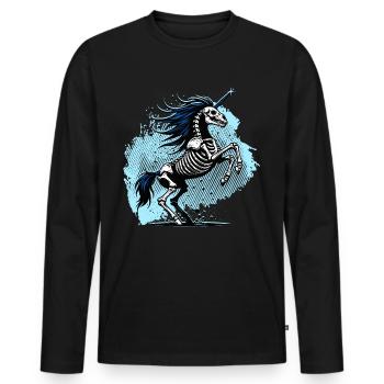 Unicorn Skull // Skelett Einhorn FS0237 - Männer Premium Bio Langarmshirt - Schwarz - Vorne - Nico (187cm)