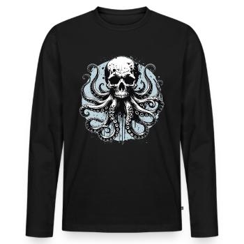 Octopus Skull / Skull Squid Octopus FS0239 - Men's Premium Organic Long Sleeve Shirt - black - Front - Nico (187cm)