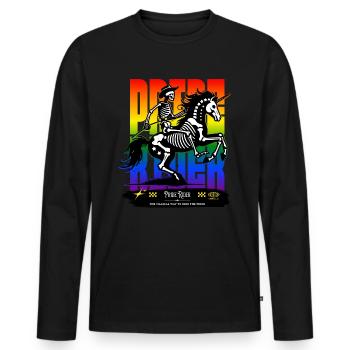 Pride rider Skull // Skelett-Cowboy Einhorn FS0240 - Männer Premium Bio Langarmshirt - Schwarz - Vorne - Nico (187cm)