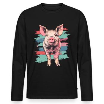 Cute little pig pig vintage - Men's Premium Organic Long Sleeve Shirt - black - Front - Nico (187cm)