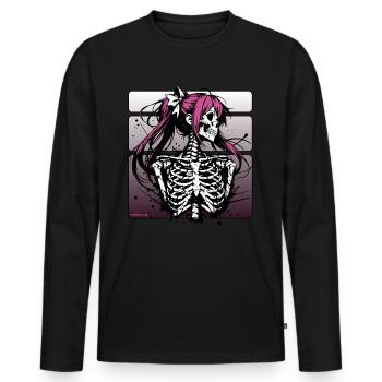 Anime Skull Girl // Totenkopf Mädchen FS0245 - Men's Premium Organic Long Sleeve Shirt - black - Front - Nico (187cm)