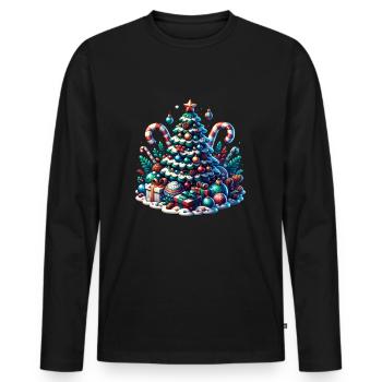 Arbre de Noël - T-shirt manches longues Premium bio Homme - noir - Devant - Nico (187cm)
