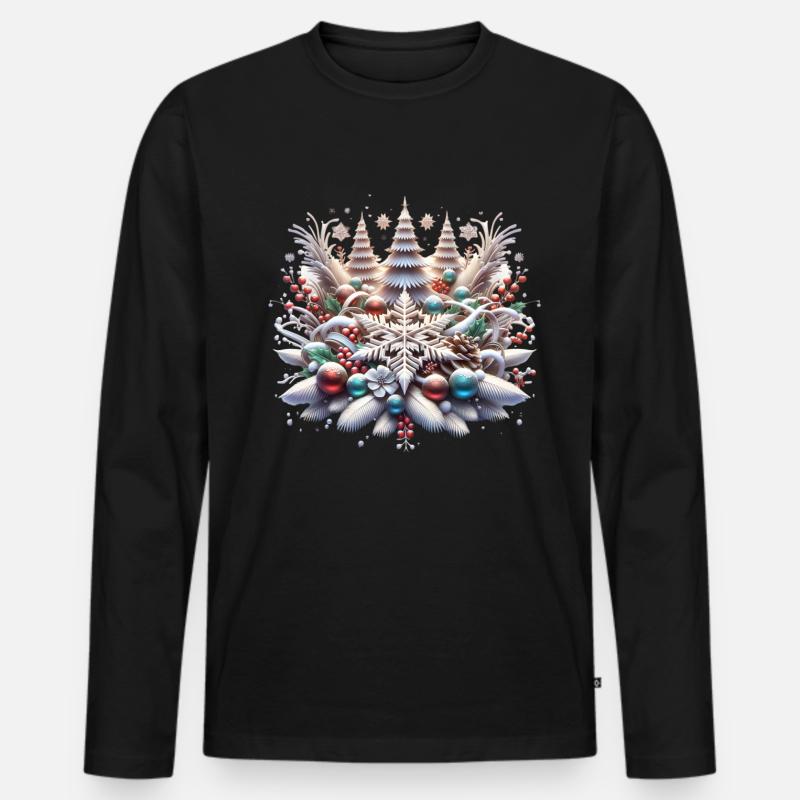 Weiße Weihnachten - Männer Premium Bio Langarmshirt - Schwarz