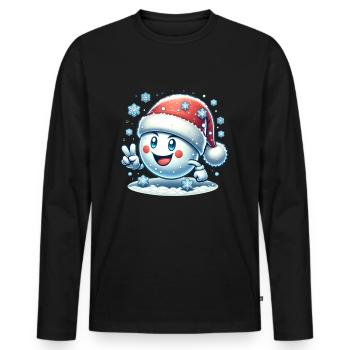 Christmas Snowball Snowflakes Christmas - Men's Premium Organic Long Sleeve Shirt - black - Front - Nico (187cm)