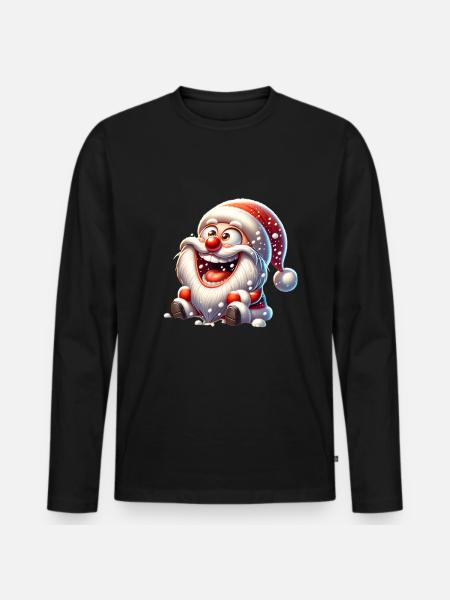 Weihnachtsmann Schneefall Lustig Comic - Männer Premium Bio Langarmshirt - Schwarz