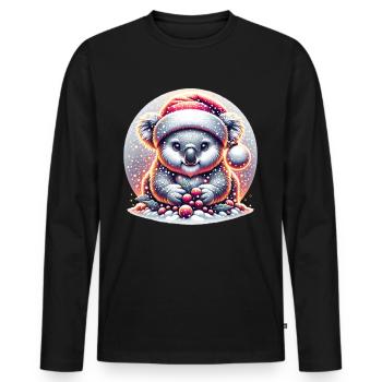 Koala - Männer Premium Bio Langarmshirt - Schwarz - Vorne - Nico (187cm)