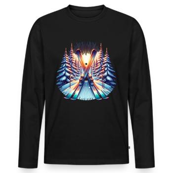 Ski Skiing Ski slope - Men's Premium Organic Long Sleeve Shirt - black - Front - Nico (187cm)