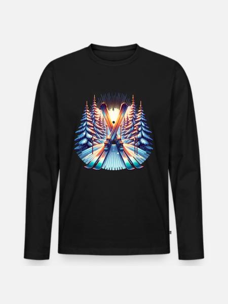 Ski Skifahren Skipiste - Männer Premium Bio Langarmshirt - Schwarz