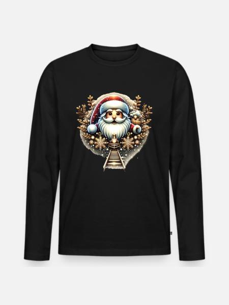Santa Christmas - Men's Premium Organic Long Sleeve Shirt - black