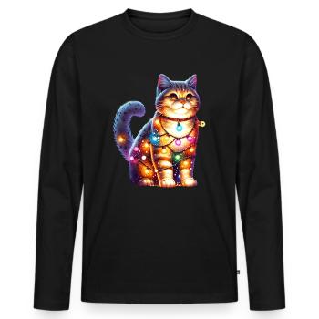Katze Christmas Xmas Weihnachten - Männer Premium Bio Langarmshirt - Schwarz - Vorne - Nico (187cm)
