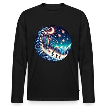 Vacances d’hiver au ski - T-shirt manches longues Premium bio Homme - noir - Devant - Nico (187cm)