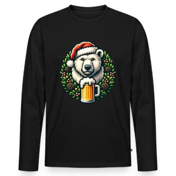 Christmas Polar Bear Beer Christmas Christmas Xmas - Men's Premium Organic Long Sleeve Shirt - black - Front - Nico (187cm)