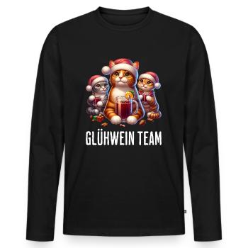 Glühwein Team Katze Katzen Weihnachten Winter - Männer Premium Bio Langarmshirt - Schwarz - Vorne - Nico (187cm)