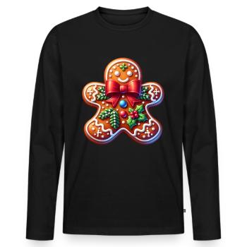 Lebkuchen Weihnachtsgeschenk - Männer Premium Bio Langarmshirt - Schwarz - Vorne - Nico (187cm)