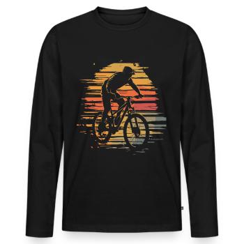 VTT VTT Vintage - T-shirt manches longues Premium bio Homme - noir - Devant - Nico (187cm)