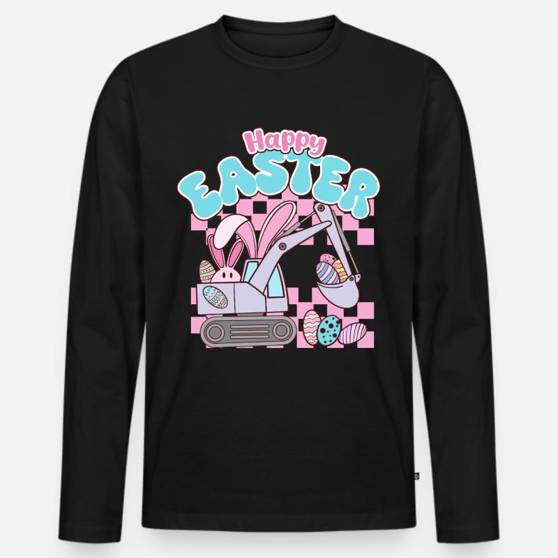 Happy Easter - Männer Premium Bio Langarmshirt - Schwarz