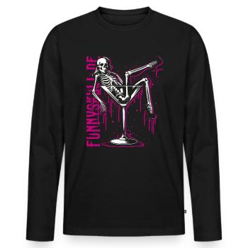 Dita Skull / Skeleton Diva in Martini Glass / FS0250 - Men's Premium Organic Long Sleeve Shirt - black - Front - Nico (187cm)