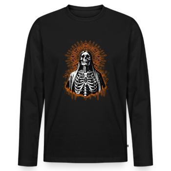 Maria Skull // Totenkopf Heilige // Kirche FS0251 - Männer Premium Bio Langarmshirt - Schwarz - Vorne - Nico (187cm)