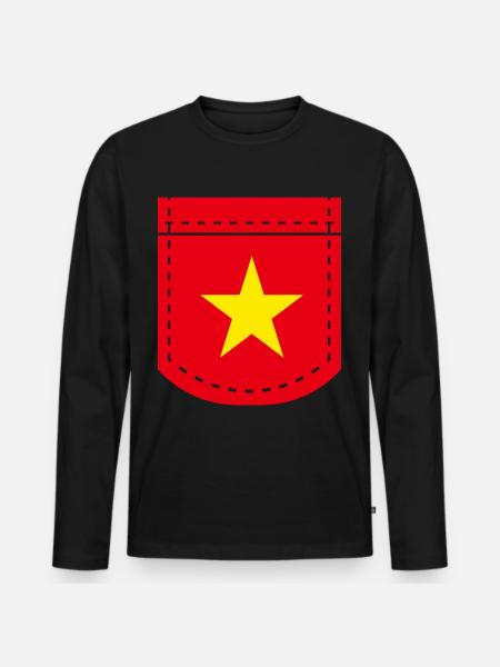 Vietnam - Männer Premium Bio Langarmshirt - Schwarz