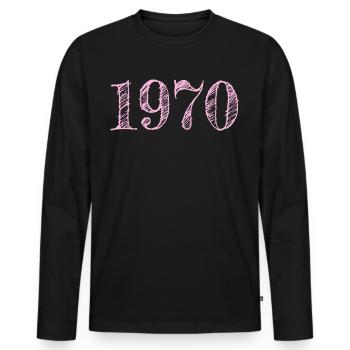1970 Vintage Year of construction Birthday gift - Men's Premium Organic Long Sleeve Shirt - black - Front - Nico (187cm)