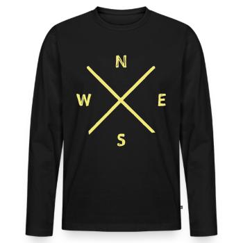 Direction de la boussole - T-shirt manches longues Premium bio Homme - noir - Devant - Nico (187cm)