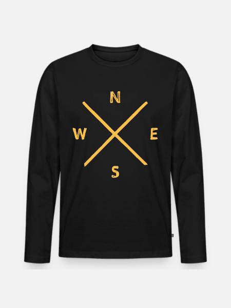 Compass Signpost Hiking - Men's Premium Organic Long Sleeve Shirt - black