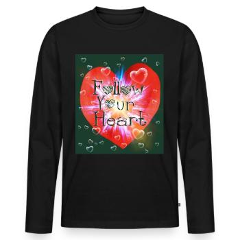 Suivez votre cœur - T-shirt manches longues Premium bio Homme - noir - Devant - Nico (187cm)
