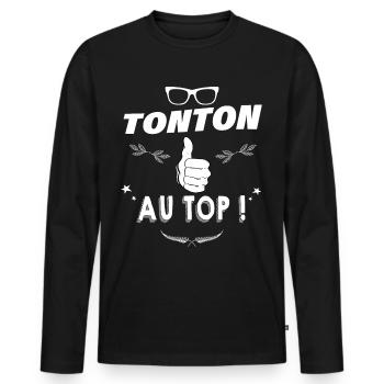 Tonton Au top Le meilleur Des Oncles - T-shirt manches longues Premium bio Homme - noir - Devant - Nico (187cm)