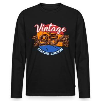 Vintage Geburtstagsgeschenk 1984 Limited Edition - Männer Premium Bio Langarmshirt - Schwarz - Vorne - Nico (187cm)